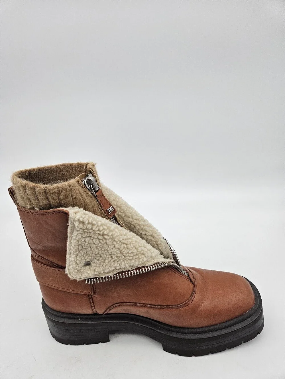 The Sam Edelman Jacquie 2 Sherpa Genuine Leather Ankle Boots in women's size 9M